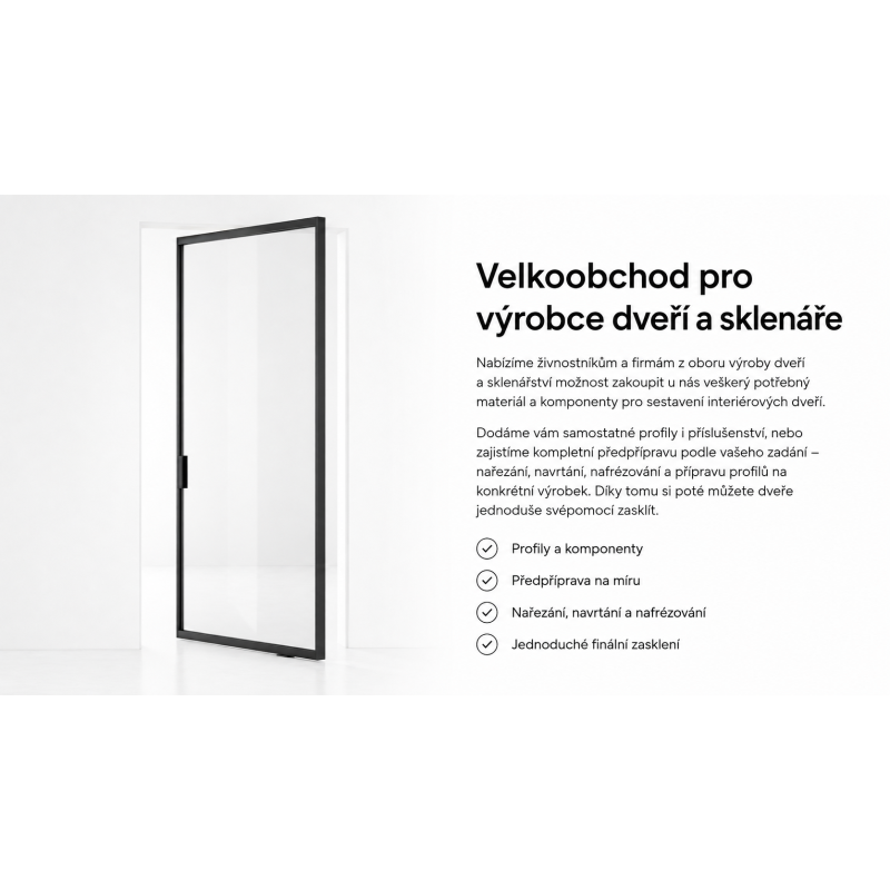 pivotovi dveře se sklem profily a materiál